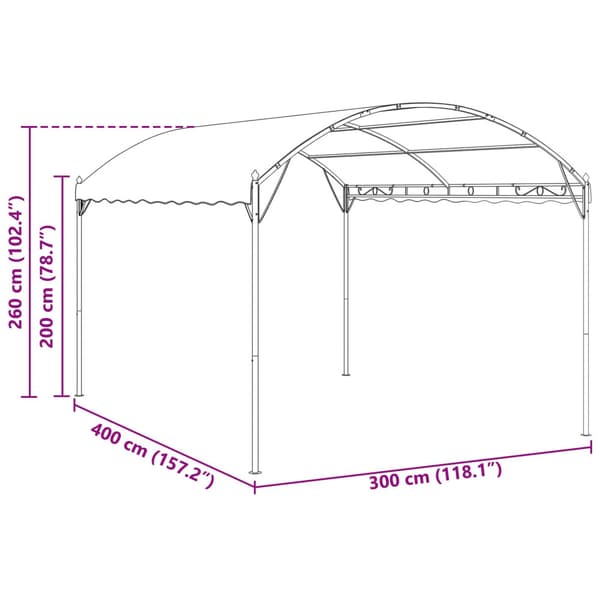 Paviljong 4 x 3 x 2,6 m Grön Polyester och Stål