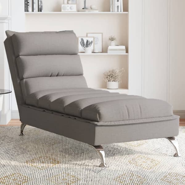 Massageschäslong med dynor taupe tyg