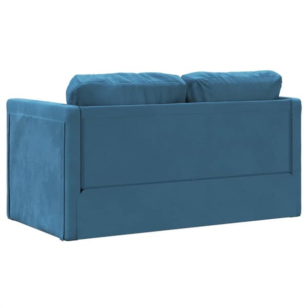 Golvbäddsoffa 2-i-1 blå 122x204x55 cm sammet