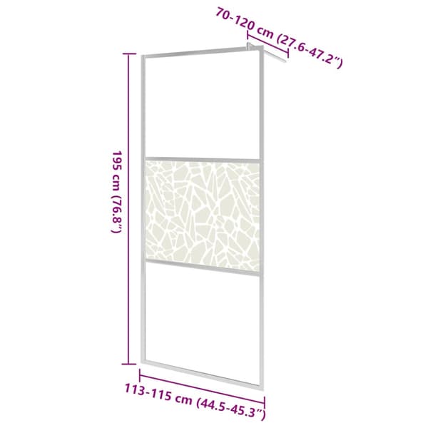 Duschvägg med ESG-glas stendesign 115x195 cm