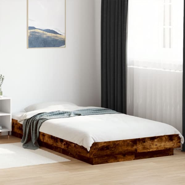 Sängram rökfärgad ek 90x200 cm konstruerad trä