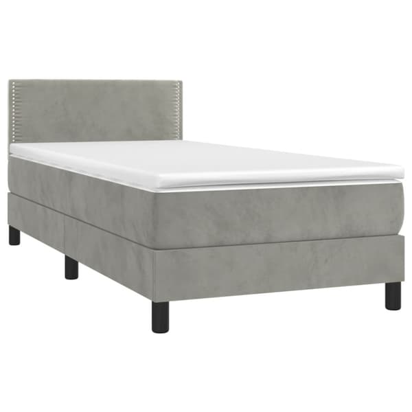Ramsäng med madrass ljusgrå 100x200 cm sammet
