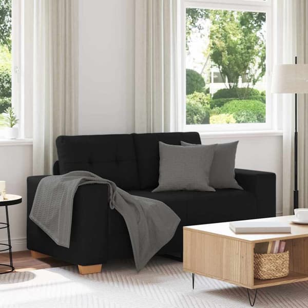 Loveseat soffa svart 160x77x82 cm tyg