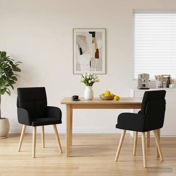 Matstolar 2 pcs Tyg Svart 60 x 56 x 96 cm