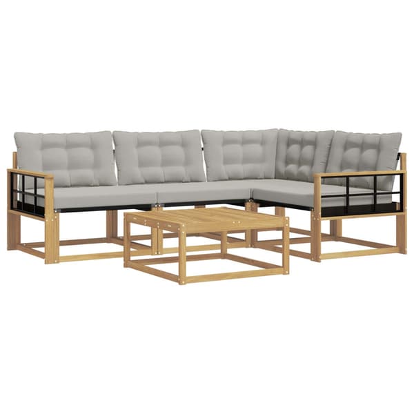 Utomhussoffset 5 pcs Vit och ljusgrå 79 x 79 x 37 cm