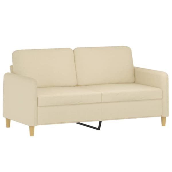 2-sits soffa med prydnadskuddar gräddvit 140 cm tyg