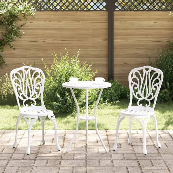 Trädgårds Bistro Set 3 pcs Vit Aluminium