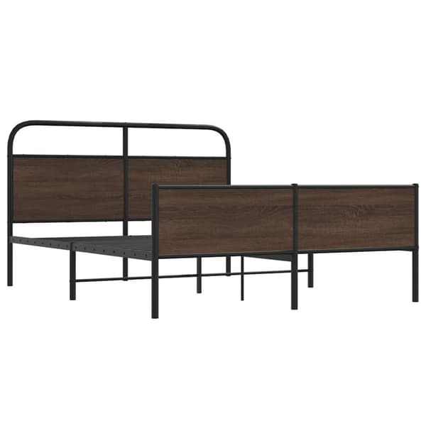 Sängram utan madrass metall brun ek 150x200 cm