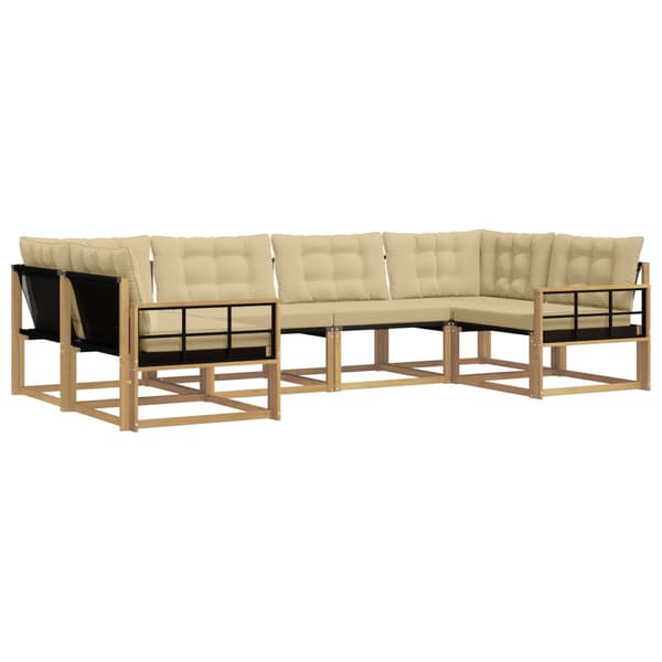 Utomhussoffset med kudde 6 pcs Vit och Beige