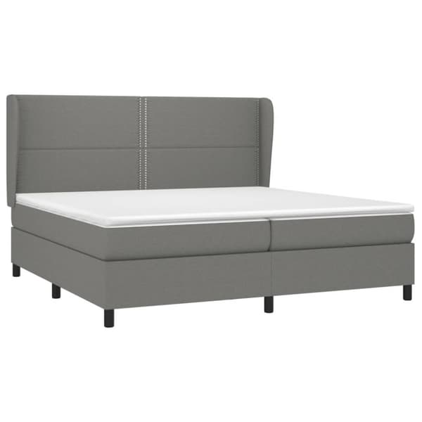 Ramsäng med madrass mörkgrå 200x200 cm tyg