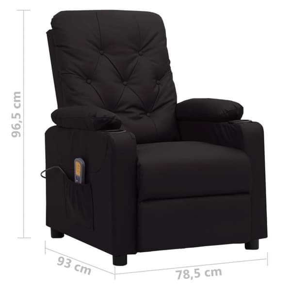 Massagefåtölj svart konstläder