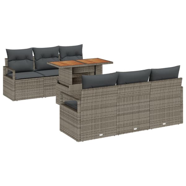 Trädgårdsoffset med lagring 7 pcs Grå Poly rattan