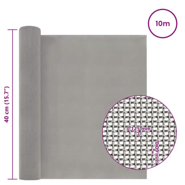 Nätduk 40 x 1000 cm 120 Mesh Rostfritt stål 201 Silver