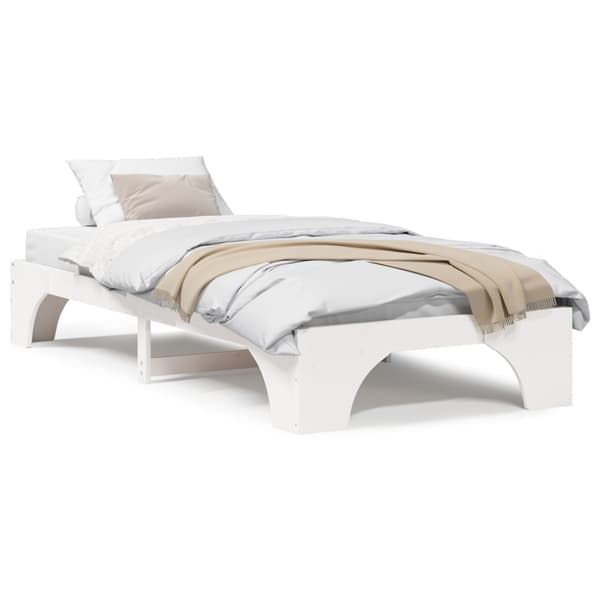 Sängram Vit 90 x 200 cm Massiv furu