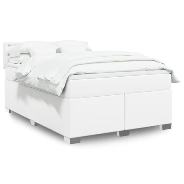 Ramsäng med madrass vit 140x200 cm konstläder