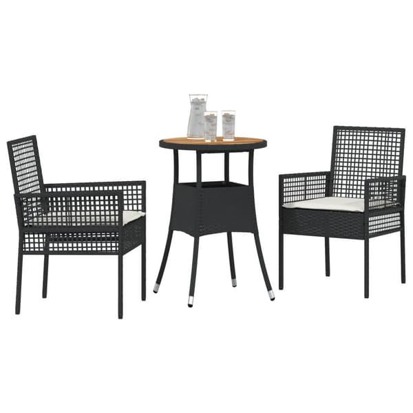 Trädgårdsmöbelset 3 pcs Svart konstrotting