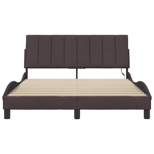 Bed Frame without Mattress "Hanko" Dark Brown 140x200cm Fabric