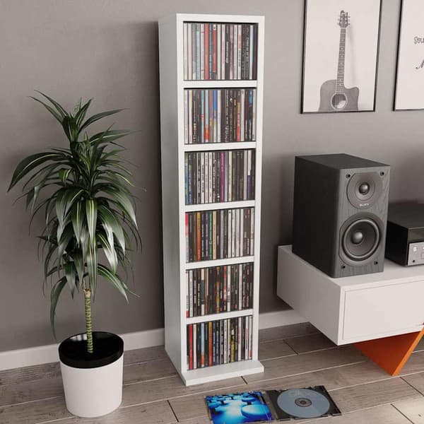 CD-hylla vit 21x20x88 cm konstruerat trä