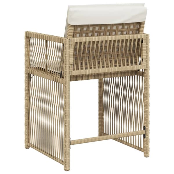 Trädgårdsstolar med dynor 4 st beige konstrotting