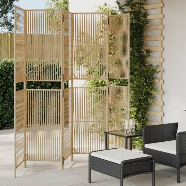 Rumsavdelare 6 paneler beige konstrottning