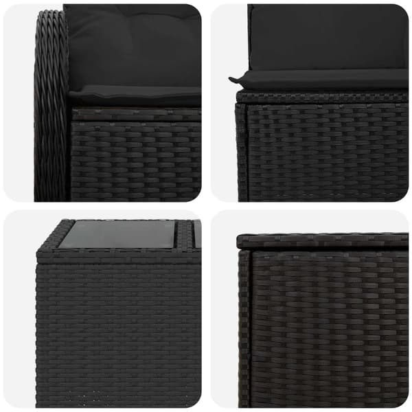 Soffset 8 st Svart Poly Rattan och stål