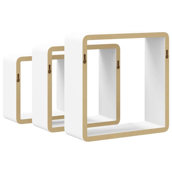 Vägghyllor kub 3 st vit MDF