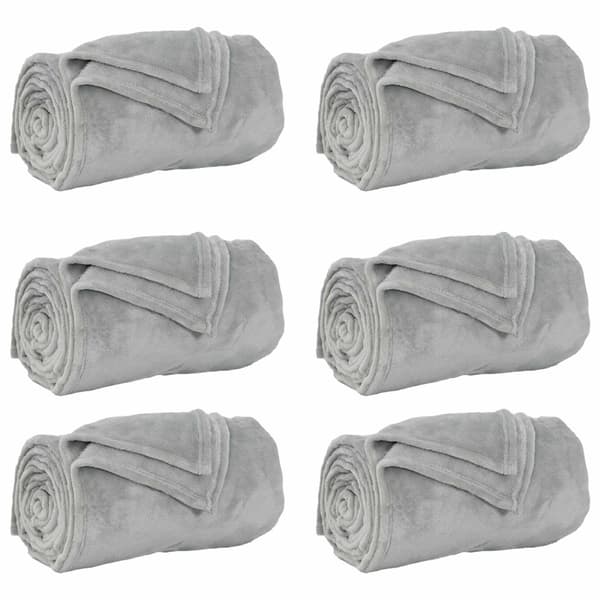 Filtar 6 pcs Grå 150 x 200 cm Fleece
