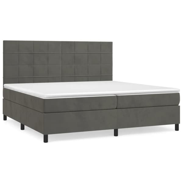Ramsäng med madrass mörkgrå 200x200 cm sammet