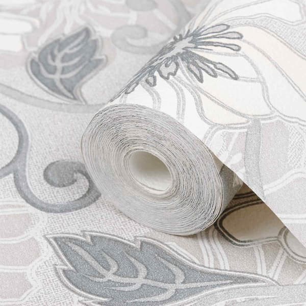 3D Solid Tapet Randig Blomma 10 x 0,53 m Non-woven tyg