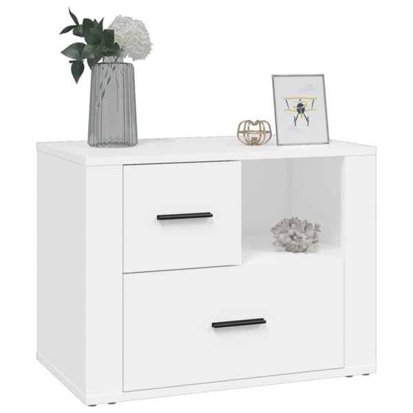 Sängbord vit 60x36x45 cm konstruerat trä