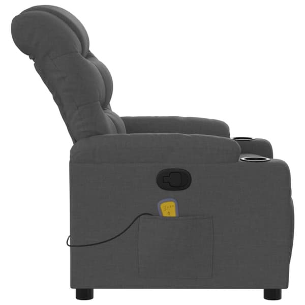 Massagefåtölj mörkgrå tyg