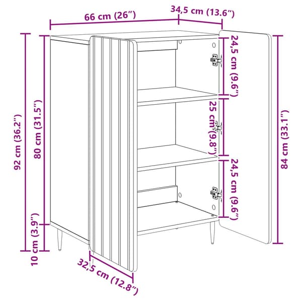 Sideboard Vit högglans 66 x 34,5 x 92 cm Konstruerat trä