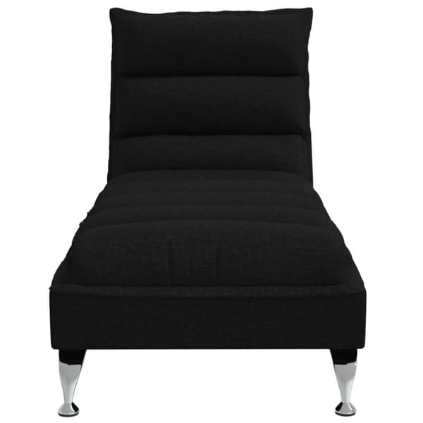 Massageschäslong med dynor svart tyg