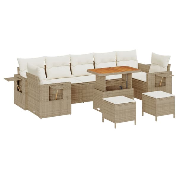 Trädgårdsoffset 10 pcs Beige konstrotting