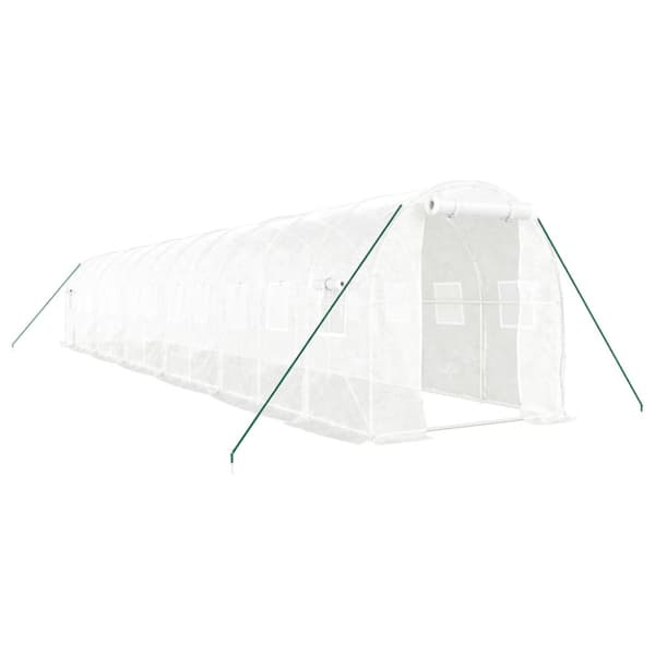 Växthus med stålram vit 24 m² 12x2x2 m