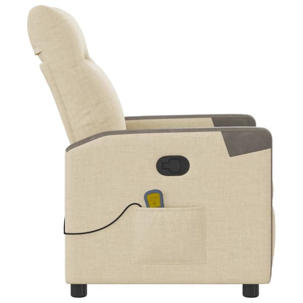 Massagefåtölj gräddvit tyg