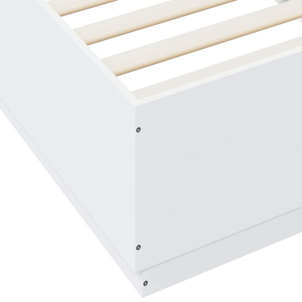 Sängram med LED Vit 80 x 200 cm Konstruerat trä