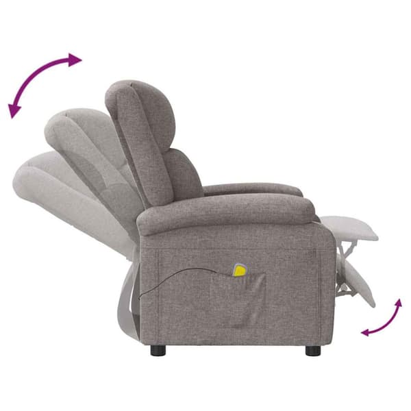 Massagefåtölj taupe tyg