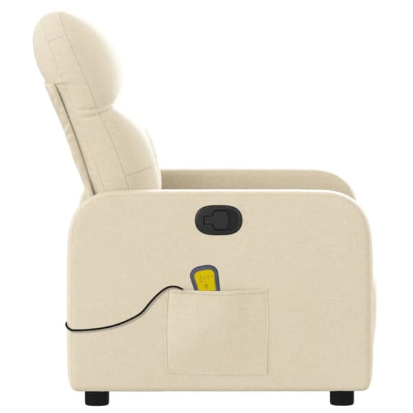 Massagefåtölj krämfärgad tyg