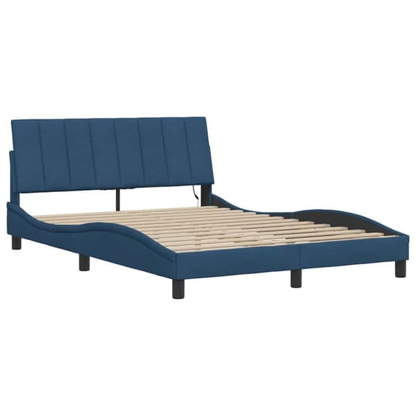 Bed Frame without Mattress "Hanko" Blue 120x200cm Fabric