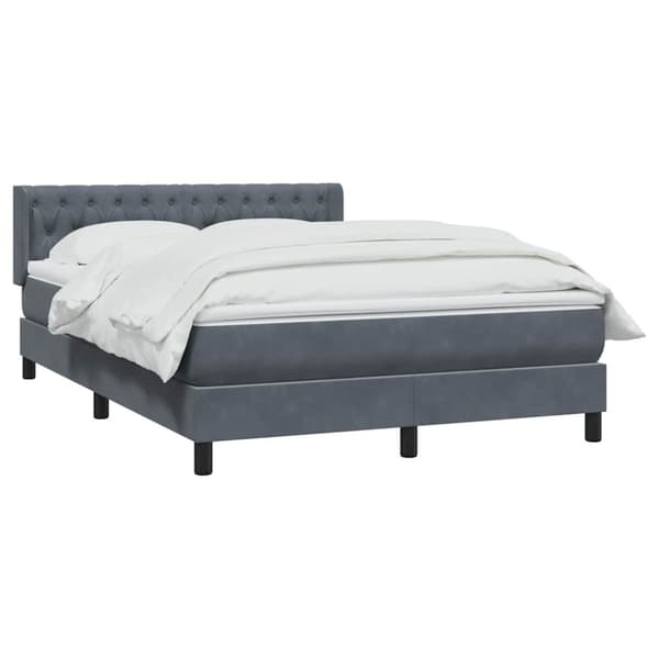Ramsäng med madrass mörkgrå 160x210 cm sammet