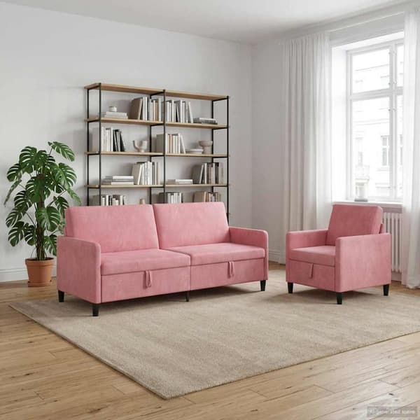 Soffgrupp med förvaring 2 st Rosa Polyester