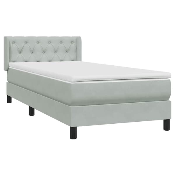 Ramsäng med madrass ljusgrå 80x220 cm sammet