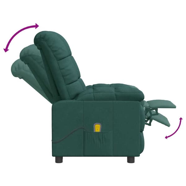 Massagefåtölj mörkgrön tyg