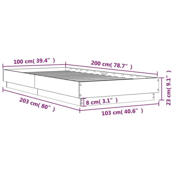 Sängram vit 100x200 cm konstruerad trä