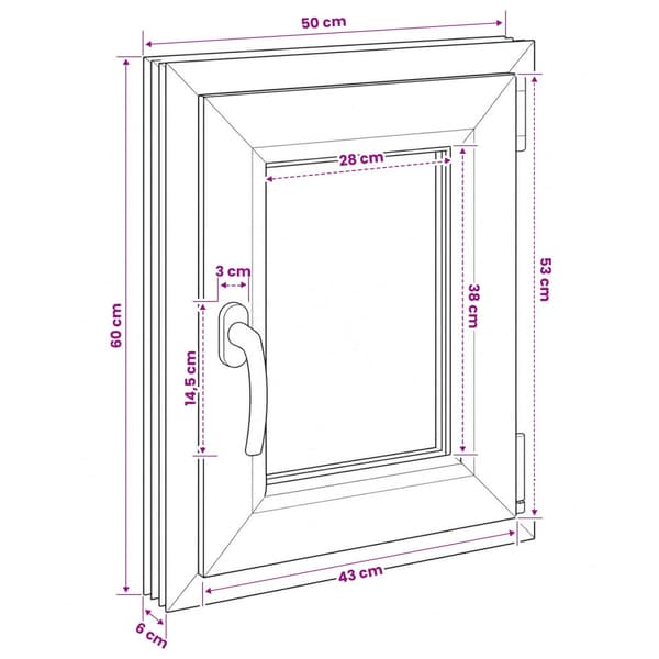 Källarfönster RISOR 50 x 60 cm PVC och glas