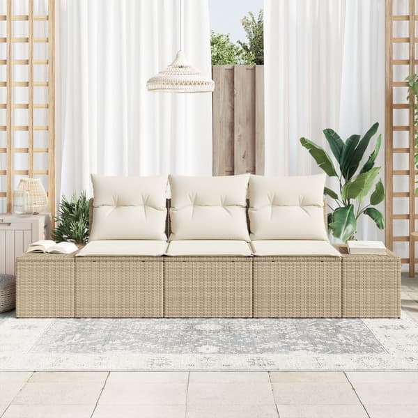 Trädgårdsoffset 3 pcs Beige och gräddfärgad konstrotting
