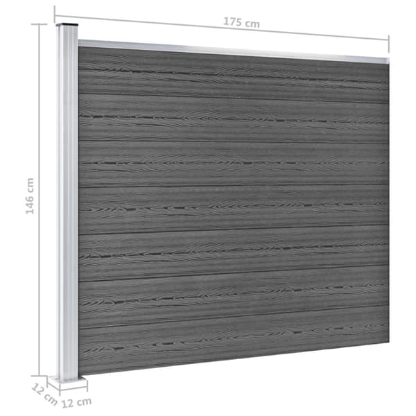 Staketpanel WPC 175x146 cm svart