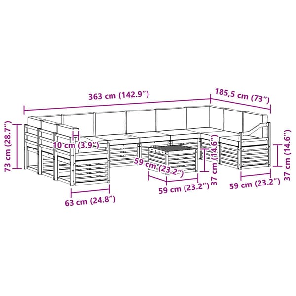 Utomhussoffset 8 pcs Vit och Antracit 59 x 59 x 37 cm Polyester