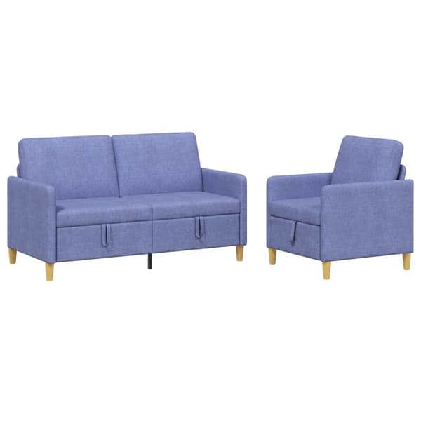 Soffgrupp med förvaring 2 pcs Jeansblå Polyester